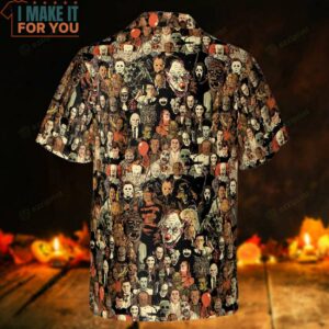 Horror Movie Characters Halloween Pattern Hawaiian Shirt 4