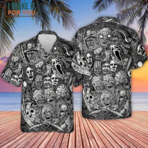 Horror Movie Assemblage Ghostface Xenomorph Pinhead Freddy Michael Myers Hawaiian Shirt Fun and Stylish Hawaiian Shirts 4