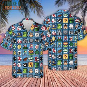 Mario Pixel Super Mario Pattern Hawaiian Shirt 4
