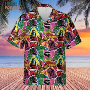 Monsters Pop Collage Universal Monsters Hawaiian Shirt 2