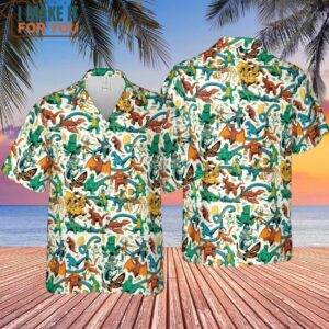 Showa Era Monsters Kaiju Battles Hawaiian Shirt 4