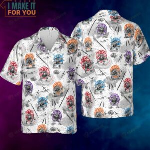 TMNT Characters Sumi E Pattern Hawaiian Shirt Best Gifts for Cartoon Lovers 4