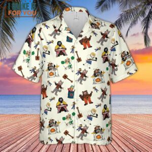 The Rock afire Explosion Pattern Hawaiian Shirt Affordable Gifts for Cartoon Lovers 2