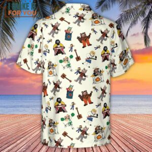 The Rock afire Explosion Pattern Hawaiian Shirt Affordable Gifts for Cartoon Lovers 3
