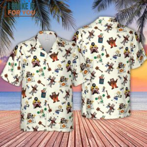 The Rock afire Explosion Pattern Hawaiian Shirt Affordable Gifts for Cartoon Lovers 4