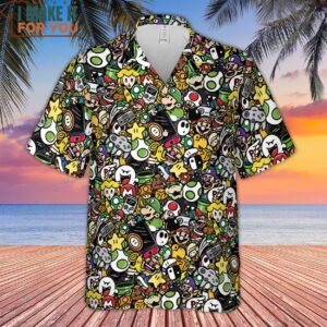 Super Mario Characters All In One Pattern Hawaiian Shirt Best Hawaiian Shirts For Gamer 2