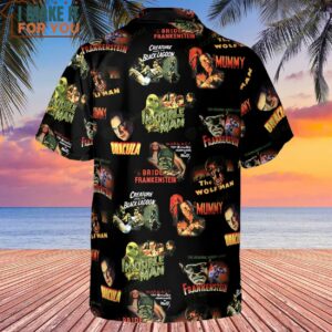 Teaming Monsters All Up Universal Monsters Hawaiian Shirt Horror Hawaiian Shirts For Men 3