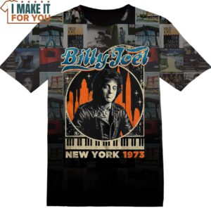 Billy Joel Album Cover New York 1973 T-Shirt, Gift Ideas for Music Lovers