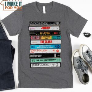 Rock Cassettes Vintage Vibe Band Graphic Tee Shirt, Gift Ideas for Music Lovers