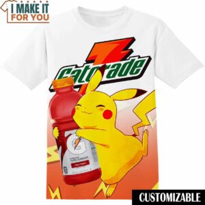 Gatorade Pokemon Pikachu T-Shirt, Funny Tee Shirt for Men