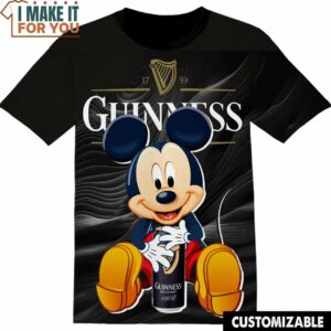 Guinness Disney Mickey T-Shirt, Funny Tee Shirt for Men