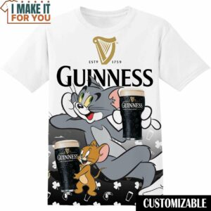 Guinness Tom And Jerry AOP Shirt, Funny Tee Shirt for Men