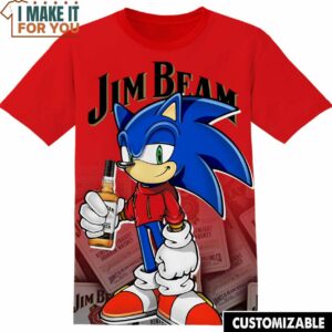 Jim Beam Sonic the Hedgehog AOP Shirt, Funny T-Shirts for Sale