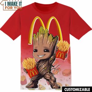 McDonalds Marvel Groot Tee, Funny T-Shirts for Sale