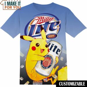 Miller Lite Pokemon Pikachu Tee, Funny Gift for Mens
