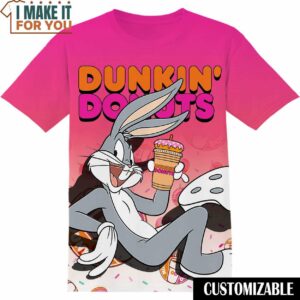Dunkin Donuts Bugs Bunny T-Shirt, Funny Tee Shirt for Men