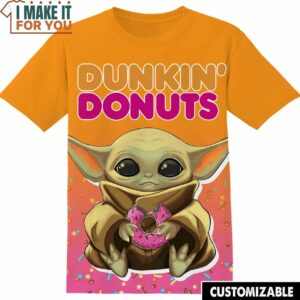 Dunkin Donuts Star Wars Yoda T-Shirt, Funny Tee Shirt for Men