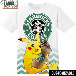 Starbucks Pokemon Pikachu T-Shirt, Funny Gift for Guys