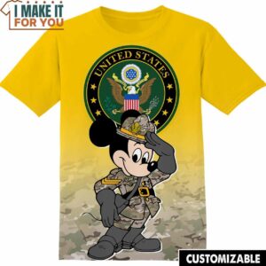 United States Army Disney Mickey Tee, Cool Shirt for Guys