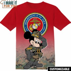 United States Marine Corps Disney Mickey Tee, Cool Shirt for Guys
