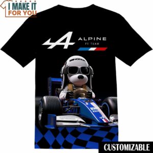 Alpin F1 Team Snoopy Dog Shirt, Cool Mens Graphic Tees