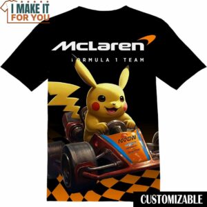 McLaren Racing Formula Pokemon Pikachu Shirt, Cool Mens Graphic Tees
