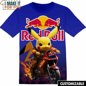 Red Bull Racing Pokemon Pikachu Shirt, Cool Mens Graphic Tees