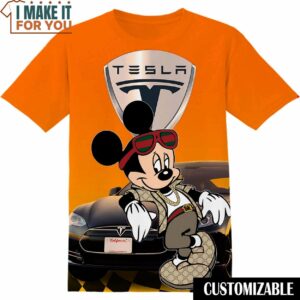 Tesla Disney Mickey Shirt, Cool Mens Graphic Tees