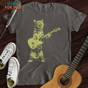 Cat Guitar T Shirt Music Lover Graphic Shirt 2