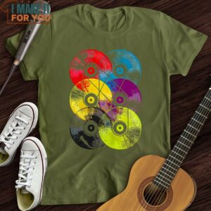 Colorful Vinyls T Shirt Music Lovers T Shirt for Sale 6