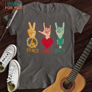 Peace Love Rock T Shirt Gift for Music Lover 2