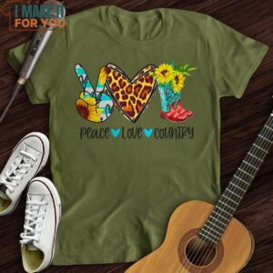 Peace Love Country T Shirt Gift for Music Lover 3