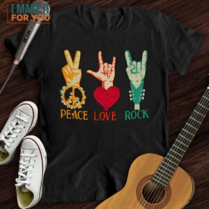 Peace Love Rock T Shirt Gift for Music Lover 4