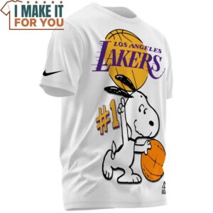 Los Angeles Lakers Snoopy White T Shirt 2