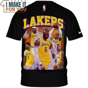 Los Angeles Lakers Team in Black T Shirt 3