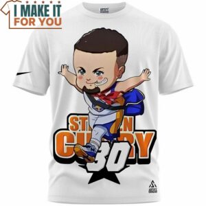 Stephen Curry Chibi 30 Warrior White T Shirt Perfect NBA Graphic Tee for Fan 2