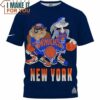New York Knicks Bugs Bunny Tasmanian Devil Navy T-Shirt, Best Gift For Basketball Fan