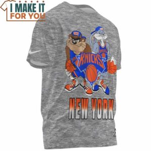 New York Knicks Bugs Bunny Tasmanian Devil Grey T Shirt 2
