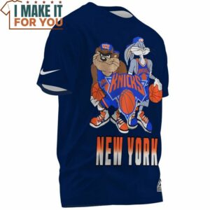 New York Knicks Bugs Bunny Tasmanian Devil Navy T Shirt 2