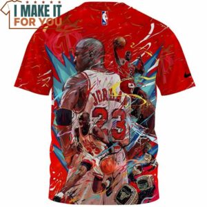 Michael Jordan 3D Art Fullprinted Red T Shirt 2