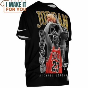 Michael Jordan 6 Rings Chicago Bull 23 Black T Shirt 2