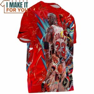 Michael Jordan 3D Art Fullprinted Red T Shirt 3