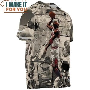 Michael Jordan Slam Dunk Cartoon Art Shirt 2