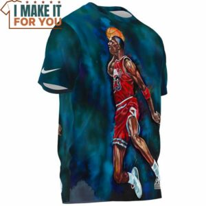 Michael Jordan Slam Dunk Wartercolor Art T Shirt 3