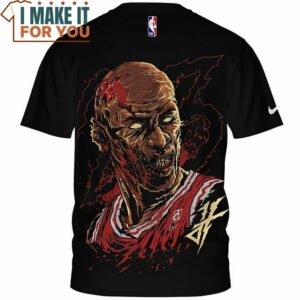 Michael Jordan Zombie Man Horror Black T Shirt 3