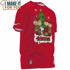 San Francisco 49ers Peanuts And Snoopy Holiday Cheer T Shirt 2 2