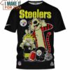 Pittsburgh Steelers Tiger Cartoon Black T-Shirt, Gift Ideas For Pittsburgh Steelers Fan
