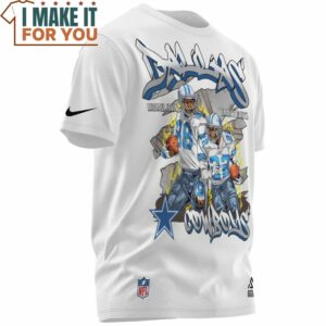 Dallas Cowboys Michael Irvin Emmitt Smith Cartoon Graphic Style T Shirt 2