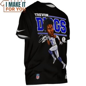Trevon Diggs x Dallas Cowboys Signed Cartoon Style T Shirt 2