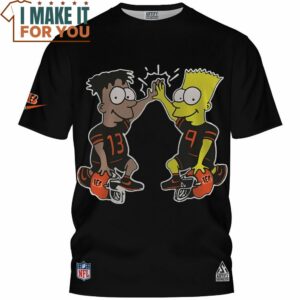 Cincinnati Bengals Bart Simpson High Five Graphic T Shirt 4